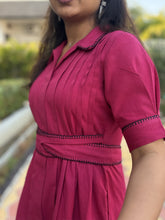 Scarlet Bloom Hand Embroidered Cotton Breeze Dress(Pre-Launch)