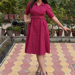 Scarlet Bloom Hand Embroidered Cotton Breeze Dress(Pre-Launch)