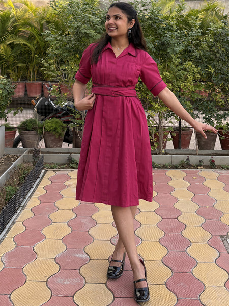 Scarlet Bloom Hand Embroidered Cotton Breeze Dress(Pre-Launch)