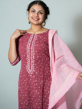 Hand Block Printed Slub Cotton Kurta Dupatta Set