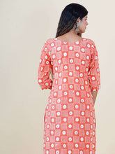 Blockprinted Straight Fit Kurta With a grace of hand done Mirror and Kantha Embroidery - Niyatee