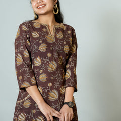 Falak Hand Block Printed Side Kali Kurta Embellished With Hand Embroidery and sequin detail.