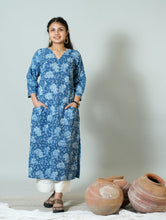 Hand Block Printed Bagru Dabu Handblock Printed Kurta Emblished with Hand Embroidery