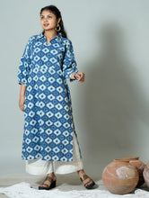 Hand Block Printed Straight Fit Kurta with Hand Embroidery