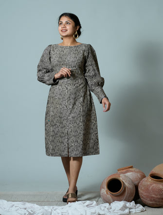Hand Block Printed Dress With Stylish Sleeves