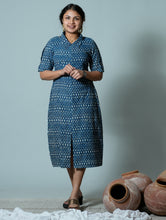 Hand Block Printed Western Dress With Collar