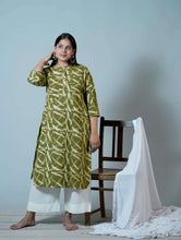 Khadi Cotton A-Line Fit Kurta With Block Print and Chinese collar - Niyatee