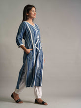 Indigo Blue Lace Detailed Straight Fit Kurta - Niyatee