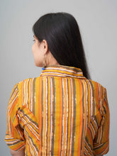 Canary Yellow and Orange Stripped Princess Cut Kurta - Niyatee