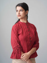 Sassy Red Jodhpuri Collar Top - Niyatee