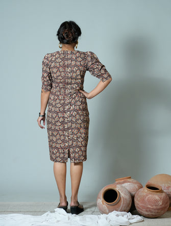 Hand Block Printed Bodycon Western Dress